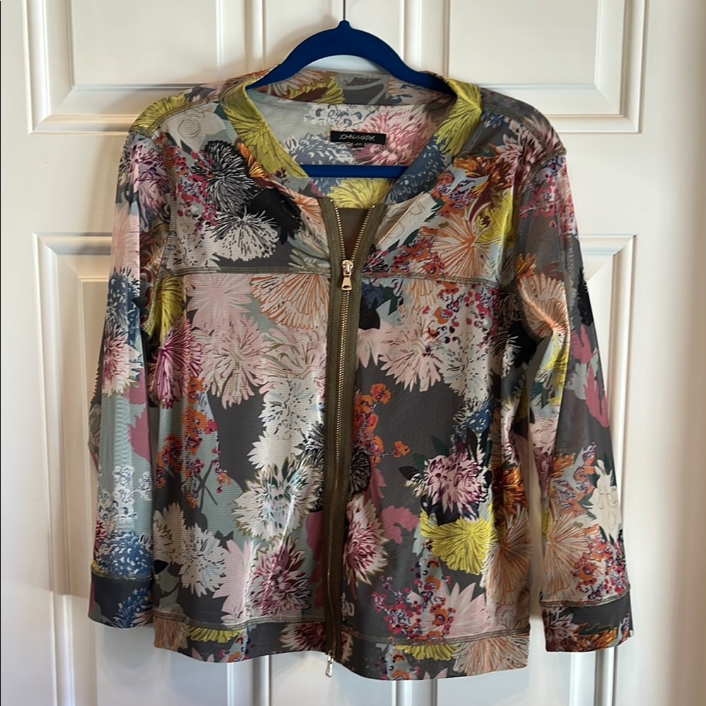 John Mark Artistic floral Bomber Jacket